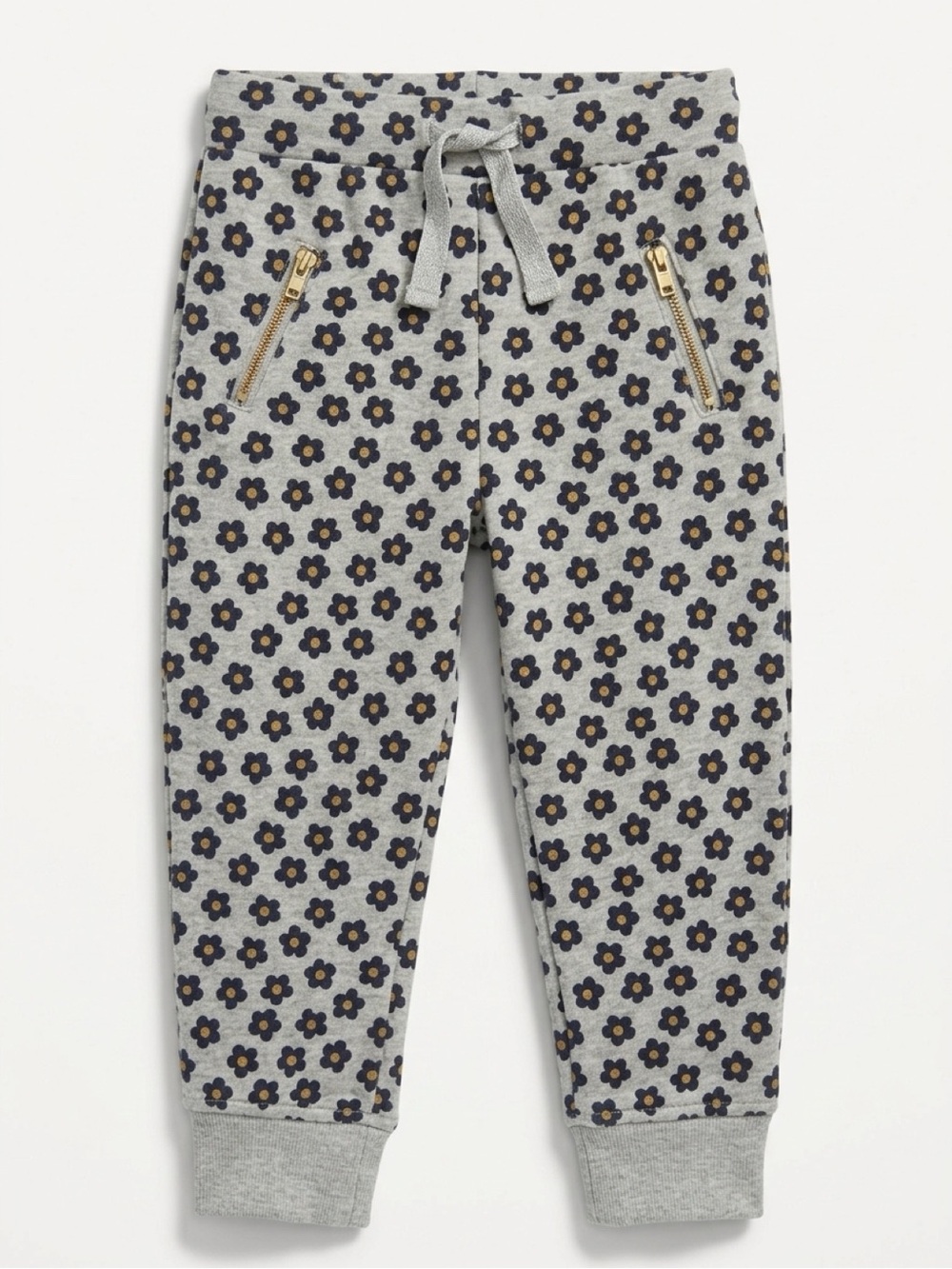 J.Crew Crewcuts Floral Jogger Sweatpants Gray Purple Gold Glitter Girls Size 2